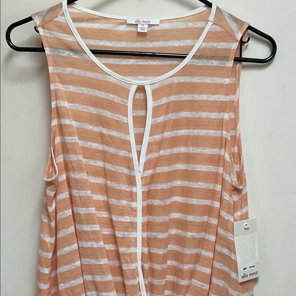 Ella Moss Sleeveless Tank Orange & White Stripe New with Tags